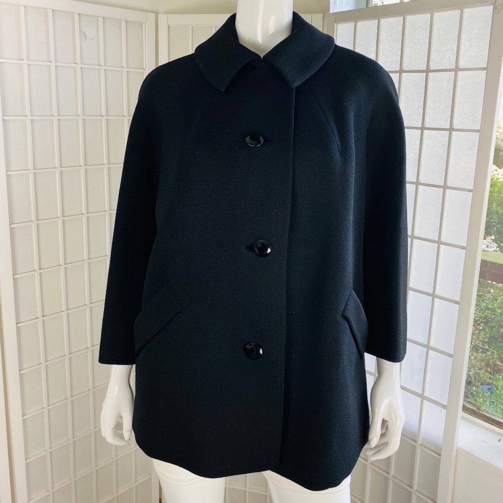 Vintage Famous Barr, Tailor Made W/ Imported Black Fabric Lined Cocktail Coat, L